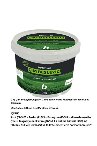 Botanika Muhteşem Çim Besini 2kg Granül Canlı Çoğaltan Yamaları Kapatan Zengi...
