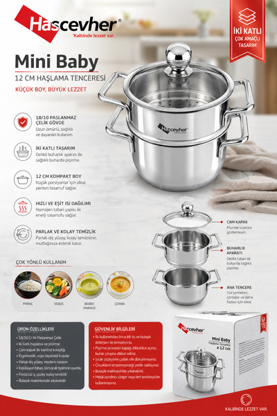 Hascevher Multifunctional to Baby Mini Boiling Pot Mini Baby Two-Layer Porous...