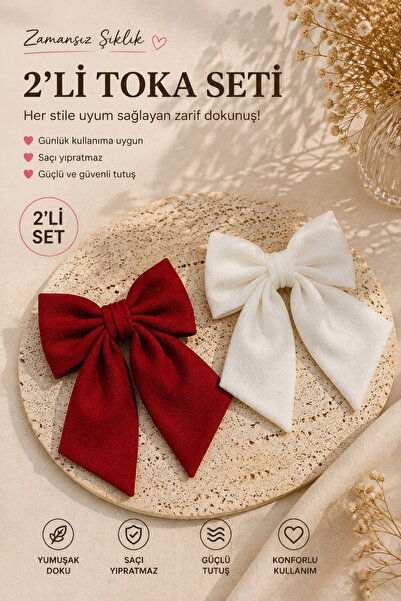 Chunky Frame Stylish Women's and Children's Set of 2 Hair Clips with Bows and...