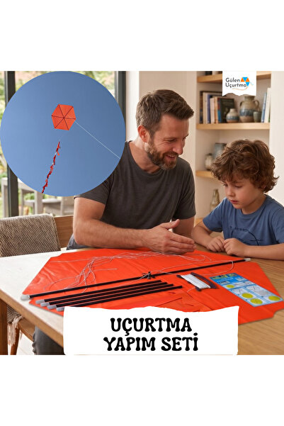 GÜLEN UÇURTMA Naylon Altıgen Uçurtma Yapım Seti / Plastik Çıtalı