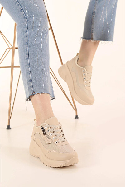 pilla spor Beige Women's Sneaker Daily Sports Shoes