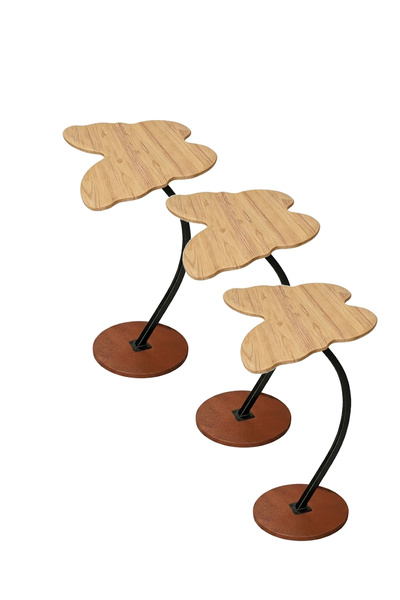 co arma 3-Piece Set - Modern Coffee Table |   C-Shaped Side Table with Beige ...