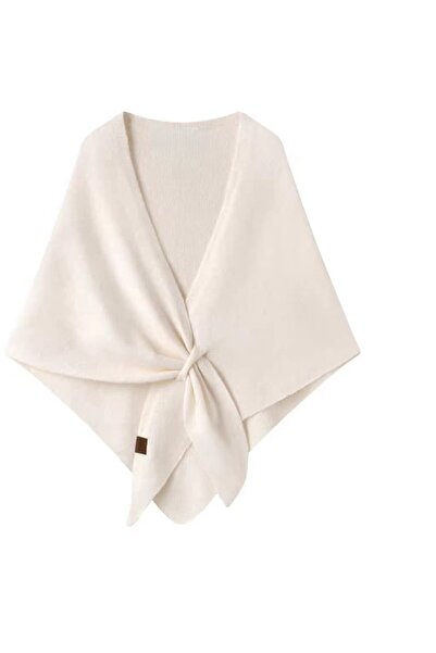 STARSTAR Women's wool shawl off-white large warm winter cape wedding.