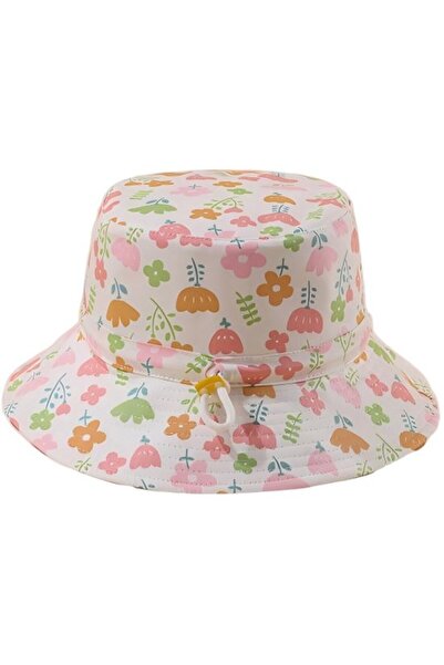 STARSTAR Kids bucket hat pink floral summer UV beach.