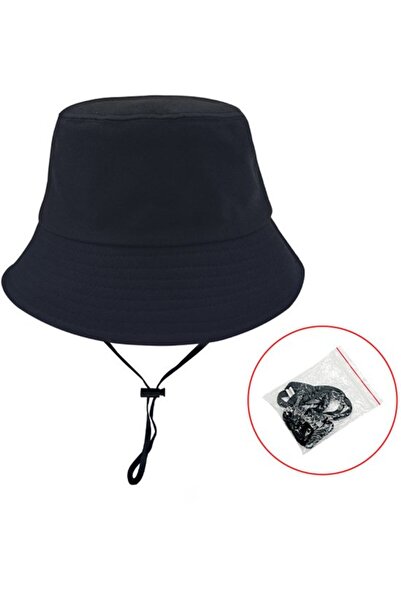 STARSTAR Cotton bucket hat royal blue UPF50+ windproof strap foldable.