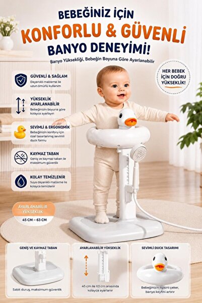 Mirabuy ÖRDEK FİGÜRLÜ BEBEK YIKAMA YARDIMCISI STANDI KATALANABİLİR AYARLANABİLİR BE