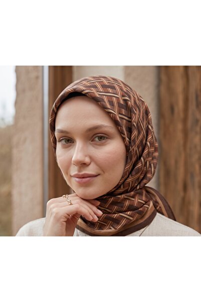 tuaipek Infinite Knitted Pattern 90X90Cm Matte Cotton Scarf
