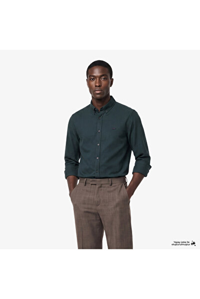 Lacoste Erkek Regular Fit Düğmeli Yaka Koyu Yeşil Gömlek