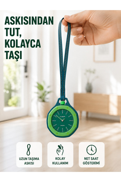 FTA TİCARET Charm Analog Watch with Strap for Keychain and Backpack Green