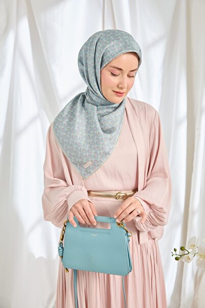 Silk Home Twill Silk Scarf Mini Bouquet Baby Blue