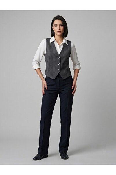 centilmen Ysati̇s Striped V-Neck Buttoned Sweater Vest 1200104