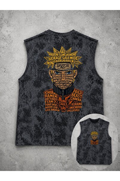 classy moda Unisex Black Washed Zero Sleeve Undershirt with Printed Back