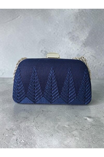 Telli Art Albanian Handmade Navy Blue Suede Fabric Chain Women's Evening Dres...