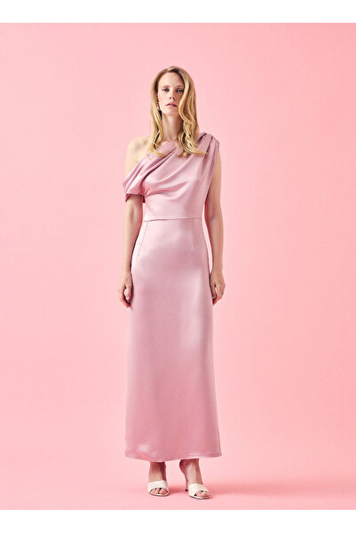 happy to wear Pembe Kadın Kruvaze Yaka Regular Fit Elbise Alexandra-Pembe