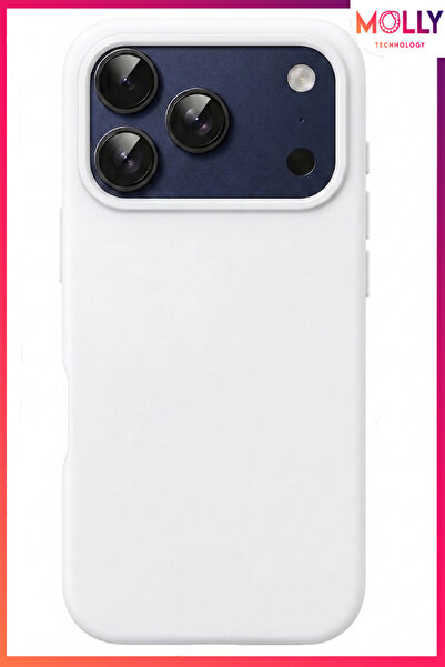 Molly iPhone 17 PRO İçin Beyaz Liquid İçi Kadife Mat Silikon Kılıf