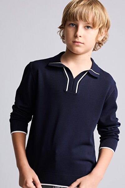 DeFacto Regular Fit Collar Stripe Detailed Knitwear Sweater for Boys I0394A826Wn