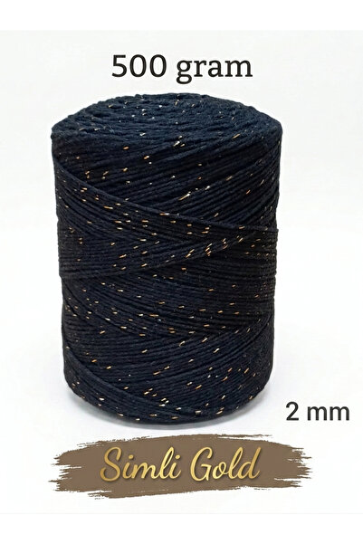 Bevella Macrame Cord Silvery Cotton Black Gold Hand Knitting Thread Runner Th...