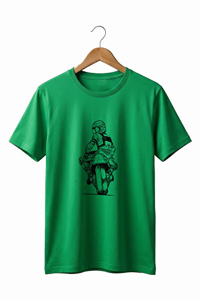 The Baski Unisex Motorcycle Drawing Printed Cool Short Sleeve Crew Neck 100% ...