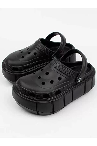 Take Two By Styli Black Platform Comfort Clogs