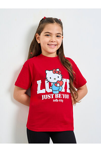 Styli Girls Red Hello Kitty Cotton Graphic T-Shirt