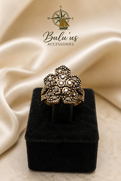 BULU'US ACCESSORIES Bronz Zirkon Taşlı Çiçek Tasarım Ayarlanabilir Kadın Yüzü...