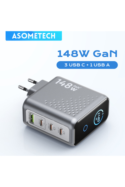 Choice EU Plug 148W GaN Charger with Smart Display 140W PD3.1 USB Type C Fast...