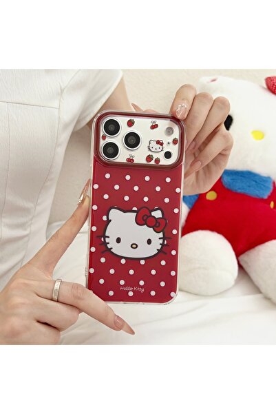 choice2 For iphone 16Pro Red Cute Cartoon Polka Dot Hello Kitty Phone Case Fo...