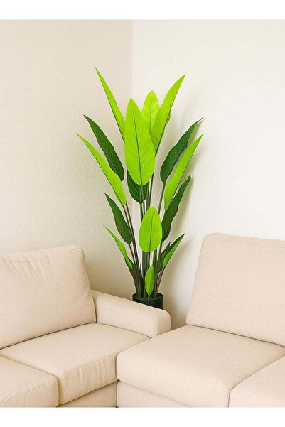 DRAMA HOME Artificial Banana Tree for Decoration in Green/Black Pot 120cm