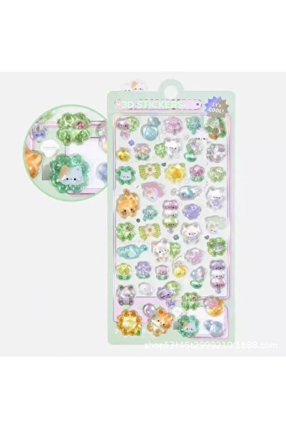 Choice1 lucky clover 300Pcs/50pc Kawaii Cartoon 3D Relief Sticker Cute Crysta...