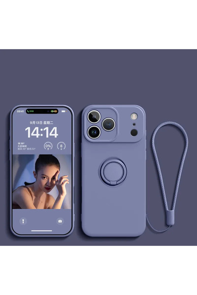 Choice3 iPhone 16 Pro GRAY Liquid Silicone Ring Stand Magnetic Case for iPhon...