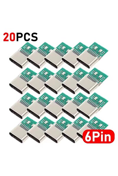 Choice3 20X-6Pin 1-20Pcs موصلات أنثى من النوع C مع مقاومات مزدوجة 5.1K و 16pi...