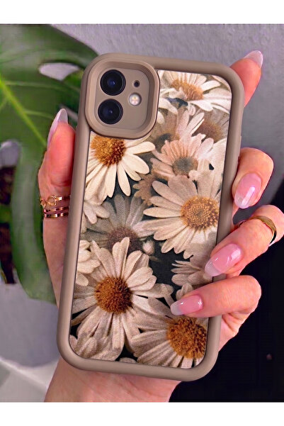 Rivor Apple iPhone 11 Uyumlu Kılıf Kamera Korumalı Vintage Papatya Desenli Ka...