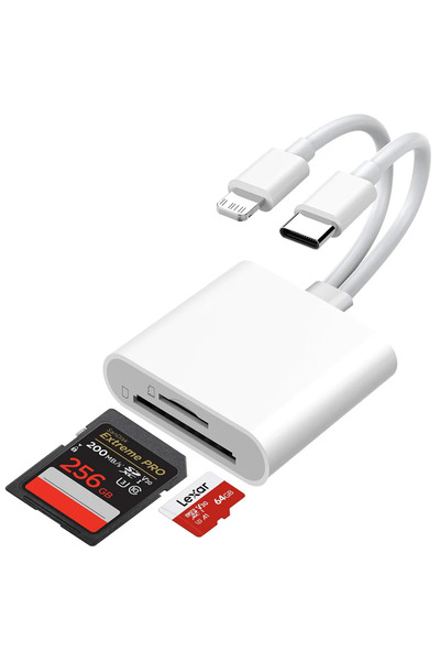 Choice WHITE 2 in 1 USB lightning to TF SD Card Reader for iPhone 14 13 12 Pr...
