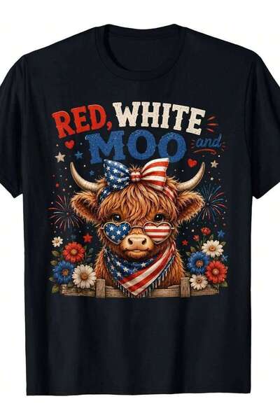 kai22 Red White And Moo Cow 4Th Of July 250 Years Patriotic T-Shirt, The Perf...