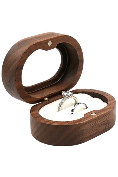 STARSTAR Ring box brown 7x5x3.4cm transparent lid for earrings/rings.