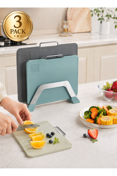 Generic Kitchen Cutting Board Set with Holder, 3 Piece Chopping Boards for Me...