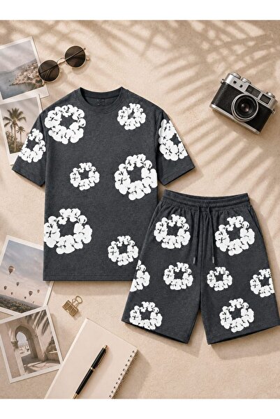 Ryam Mooda Oversize Unisex Shorts and T-Shirt Set - 3D Puff Embossed Printed ...