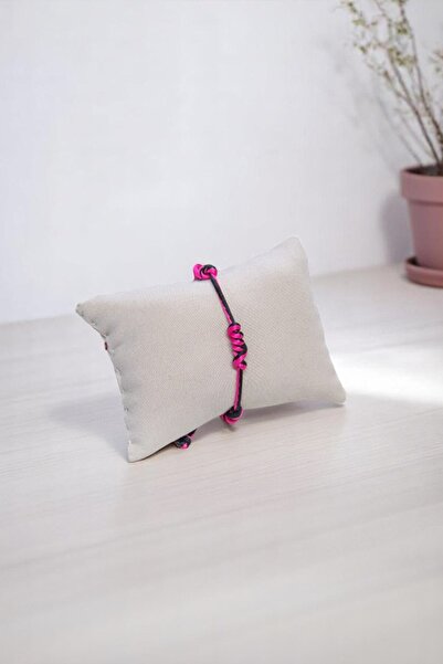 Serhat Aksesuar ve El İşçilik Rope Braided Pink Black Bracelet