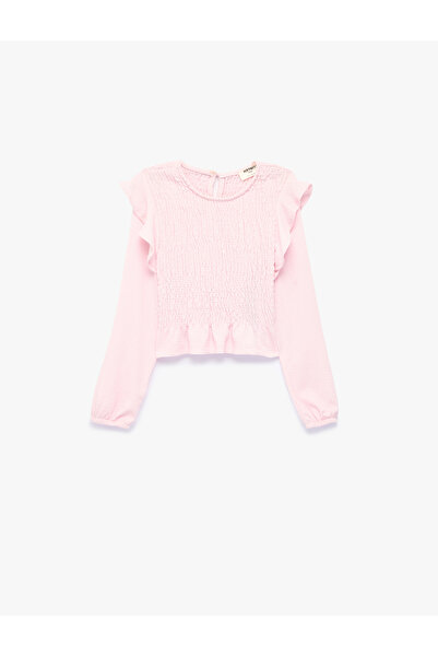 Koton Ruffle Detailed Crew Neck Long Sleeve Gipeli Blouse