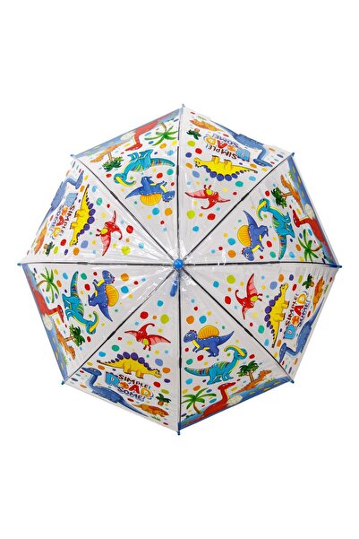 Zâna Casei Umbrelă transparentă automată tip baston cu model cu dinozauri pen...