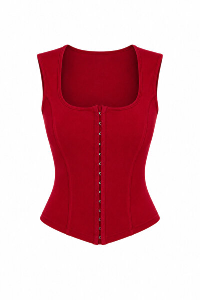 Özge Özgenç U-Neck Snap Button Blouse