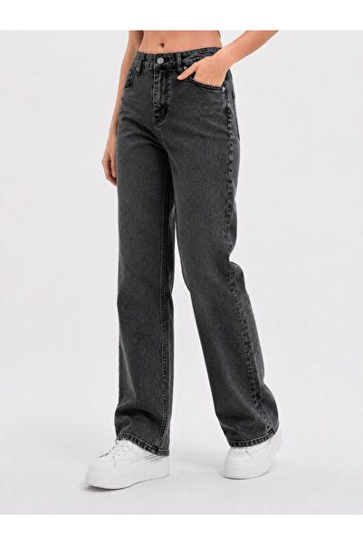 sion jeans Παντελόνι τζιν Palazzo με σούπερ ψηλή μέση από λύκρα, άνετο και κα...