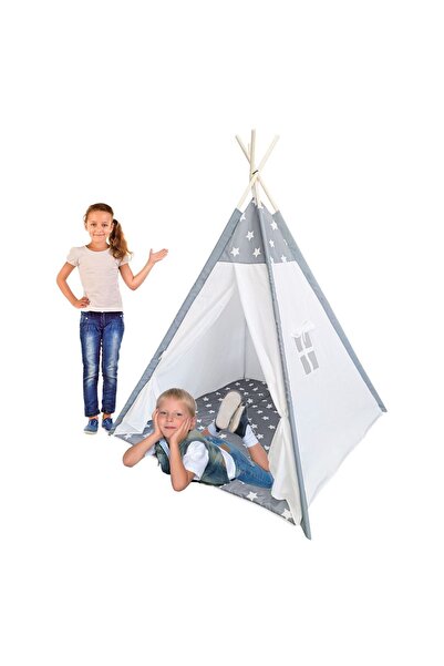 Zâna Casei Cort pentru camera copiilor stil indian Alb Gri 120x120x150cm