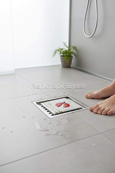 RENK YAPI RÜYASI Cam Banyo Gideri Kapatıcısı, Dekoratif Süzgeç Kapağı, Cam Sü...
