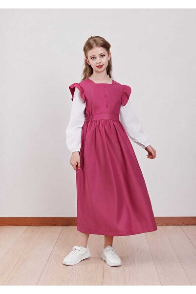 al amora Pink Primary School Apron with White Cuffs