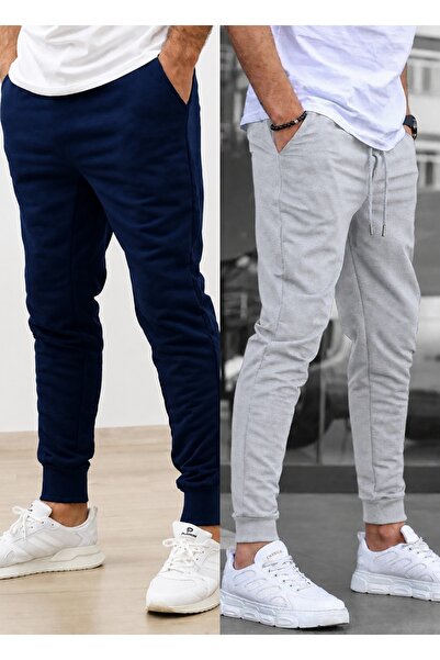 TORUK MAKTO Set of 2 Unisex Ribbed Leg Sweatpants Jogger Comfortable Fit Dail...