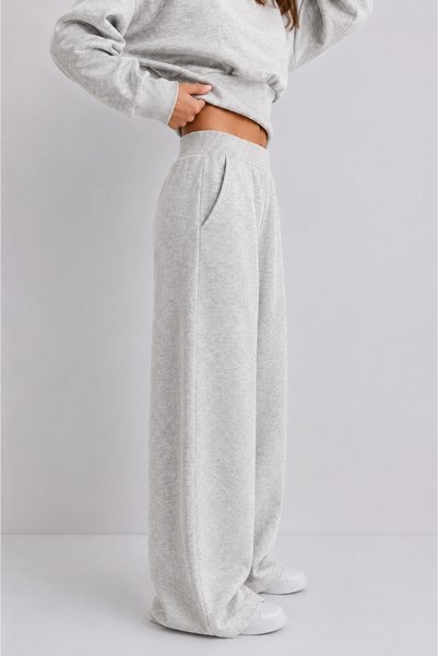 haha Kız Çocuk Oversize Sweatshirt Bol Paça Eşofman Takımı 2'li Kışlık Spor Takım