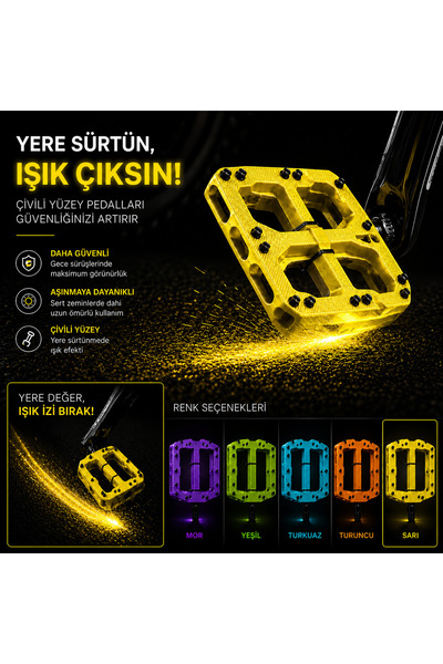 Kasel Mtb Bisiklet Pedal 870 B KARTLI ÇİVİLİ IŞIKLI