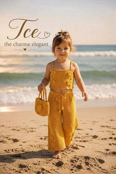 tce the charme elegant طقم أطفال بتصميم خاص محبوك يدويًا