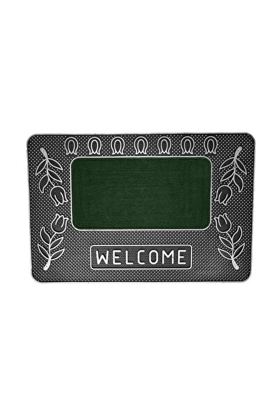 Casa Plastor Preș cauciuc și mochetă Welcome verde 60x40 cm